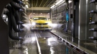 A newly built Chevrolet Camaro enters the water test bay on the assembly line at at General Motors of Canada's Oshawa Car Assembly plant in Oshawa, Ontario, Canada. 