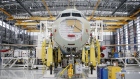 An Airbus SE A321 plane fuselage sits on the production floor at the company's final assembly line facility in Mobile, Alabama, U.S., on Wednesday, July 19, 2017. The U.S. Census Bureau is scheduled to release durable goods figures on August 3. 