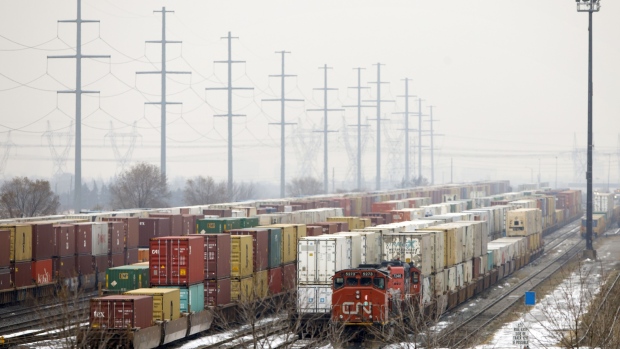 Trains are seen at the Intermodal Terminals in Brampton, Ontario, Canada, on Tuesday, Nov. 19, 2019.