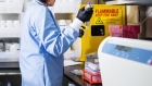 A research associate works at the Moderna Therapeutics Inc. lab in Cambridge, Massachusetts. 