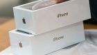 Boxes of the Apple Inc. iPhone XS sit at an Apple store during its launch in Hong Kong, China, on Friday, Sept. 21, 2018. 