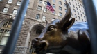 The Charging Bull statue stands near the New York Stock Exchange (NYSE) in New York, U.S.