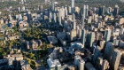 Buildings stand in the downtown skyline in this aerial photograph taken above Toronto, Ontario, Canada, on Monday, Oct. 2, 2017. Toronto housing prices fell for a fourth month in September as sales remained sluggish, particularly in the detached-home segment that has borne the brunt of the correction in Canada's biggest city.