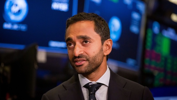 Chamath Palihapitiya, founder and chief executive officer of Social Capital Hedosophia Holdings Corp., speaks during an interview following Virgin Galactic Holdings Inc.'s initial public offering (IPO) on the floor of the New York Stock Exchange (NYSE) in New York, U.S., on Monday, Oct. 28, 2019. Richard Branson's Virgin Galactic Holdings Inc. became the first space-tourism business to go public as it began trading Monday on the New York Stock Exchange with a market value of about $1 billion.