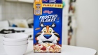 Kellogg Co. Frosted Flakes brand cereal is arranged for a photograph in the Brooklyn Borough of New York, U.S., on Friday, July 24, 2020. Kellogg Co. is scheduled to release earnings figures on July 30. Photographer: Gabby Jones/Bloomberg