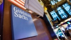 Goldman Sachs Group Inc. signage is displayed at the company's booth on the floor of the New York Stock Exchange (NYSE) in New York, U.S., on Tuesday, May 30, 2017. U.S. stocks halted a seven-day advance, while the dollar fluctuated as data showing a rebound in consumer spending offset a wider selloff in commodities. The euro slipped with equities in the region.