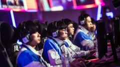 Players of the Malaysian team compete during a League of Legends esport tournament.
