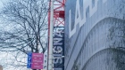 A Signa banner on a construction crane at the site of the Lamarr department store development in Vienna, Austria, on Monday, Dec. 18, 2023. 