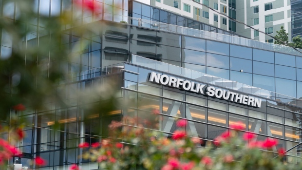 The Norfolk Southern headquarters in Atlanta, Georgia, US, on Tuesday, July 25, 2023. Norfolk Southern Corp. is scheduled to release earnings figures on July 27. Photographer: Elijah Nouvelage/Bloomberg