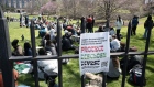 Students gather to show support for the people of Gaza at Northwestern University in Evanston, Illinois on April 25. Photographer: Scott Olson/Getty Images