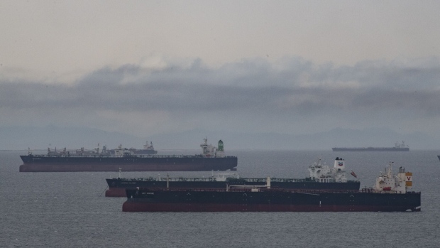 <p>Oil tankers in the bay near Puerto La Cruz refinery in Puerto La Cruz, Venezuela.</p>