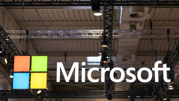 The Microsoft Corp. logo. Photographer: Krisztian Bocsi/Bloomberg