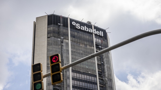 The Banco Sabadell SA offices at the Banc Sabadell Tower in Barcelona, Spain.