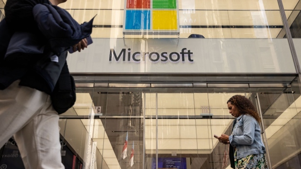                             A Microsoft store in New York, US, on Thursday, Oct. 12, 2023. Microsoft Corp. will appeal a decision by the US Internal R
