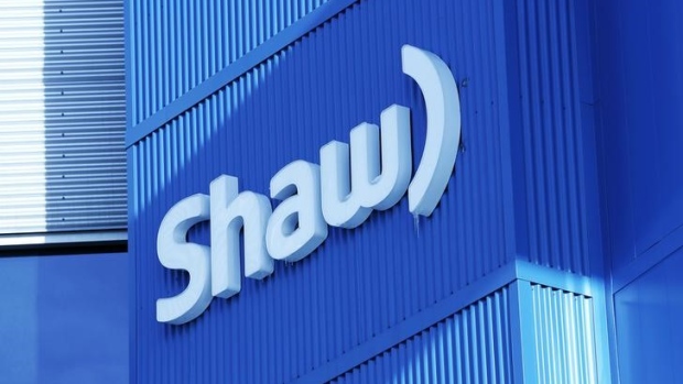 The Shaw logo is pictured on their Barlow Trail building, home to the annual Shaw AGM, in Calgary