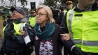 Federal Green Party Leader Elizabeth May is arrested by RCMP officers 