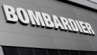 Bombardier's logo is seen on the building of the company's service centre at Biggin Hill