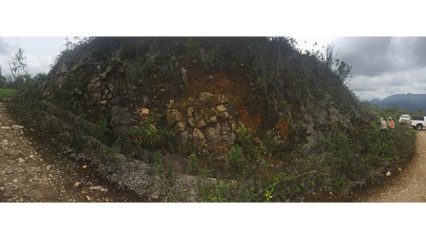 Zinc mineralization at surface — Bongara Mine Project, Peru
