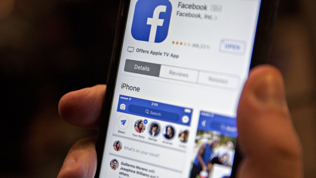 The Facebook Inc. application is seen in the App Store on an Apple Inc. iPhone in Washington, D.C., U.S., on Wednesday, March 21, 2018.