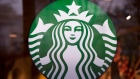 A Starbucks sign is pictured in downtown Vancouver on March 20, 2015.