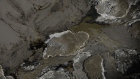 The Athabasca oil sands are seen in this aerial photograph taken in Alberta