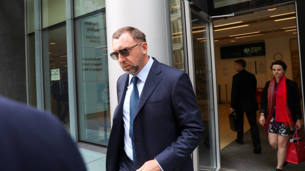 Oleg Deripaska, billionaire and president of United Co. Rusal Plc, leaves after attending the court hearing on MMC Norilsk Nickel PJSC at The Rolls Building in London, U.K., on Monday, May 14, 2018. Russian billionaires are feuding over control of Norilsk Nickel, a giant natural-resource business that dates back to the Soviet era. Photographer: Chris Ratcliffe/Bloomberg