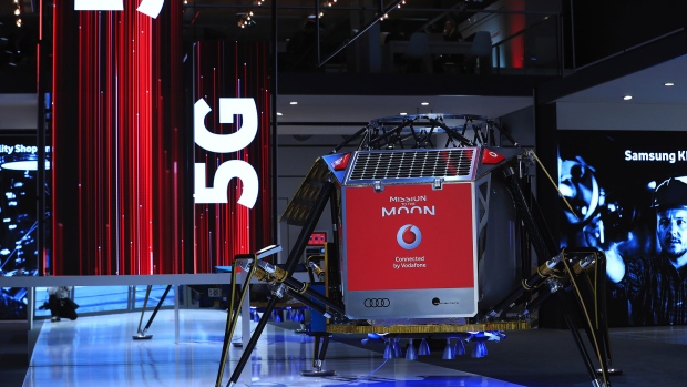 A lunar 'Mission to the Moon' module connected by Vodafone wireless sits on display on the Vodafone Group Plc pavilion promoting 5G technology at the CeBIT 2017 tech fair in Hannover, Germany, on Sunday, March 19, 2017. Leading edge technologies in the digital world are showcased in this annual event which runs March 20 - 24. 
