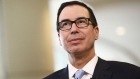 Steven Mnuchin, U.S. Treasury secretary, listens during a Bloomberg Television interview at the Milken Institute Global Conference in Beverly Hills, California, U.S., on Monday, April 30, 2018. The conference brings together leaders in business, government, technology, philanthropy, academia, and the media to discuss actionable and collaborative solutions to some of the most important questions of our time. 