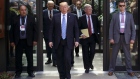 U.S. President Donald Trump, center, John Bolton, national security advisor, center right, and John Kelly, White House chief of staff, center left, depart a meeting during the Group of Seven (G7) Leaders Summit in La Malbaie, Quebec, Canada, on Saturday, June 9, 2018. Trump proposed the complete elimination of all barriers to international trade at a Group of Seven summit, a move that turns the tables on allies who accuse the U.S. of wielding protectionist policies. 
