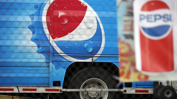 Signage is seen on the side of a delivery truck outside the Pepsi Beverages Co. plant in Louisville, Kentucky, U.S., on Sunday, Feb. 11, 2018. PepsiCo Inc. is scheduled to release earnings figures on February 13. 