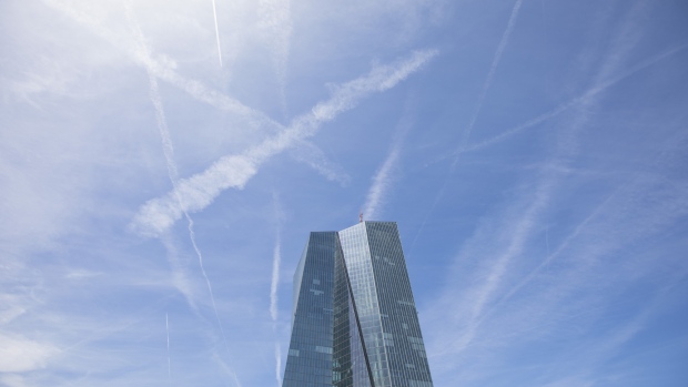 The European Central Bank (ECB) skyscraper headquarter offices stand in Frankfurt, Germany. 
