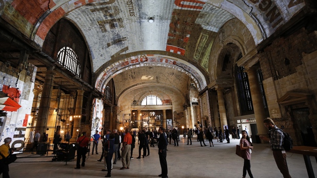The interior of the Michigan Central Station Photographer: Jeff Kowalsky/Bloomberg