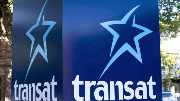 An Air Transat sign is seen in Montreal, May 31, 2016