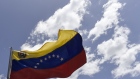 A Venezuelan flag flies