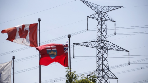 Hydro One Ltd. transmission tower in Toronto, Ontario, July 12, 2018
