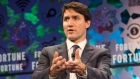 Prime Minister Justin Trudeau speaks at the Fortune Global Forum in Toronto on Oct. 15, 2018