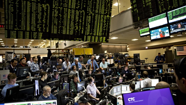 Traders work in the Cboe Volatility Index (VIX) pit on the floor of the Cboe Global Markets, Inc. exchange in Chicago. 