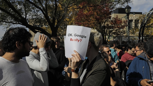A Google employee during the walkout 