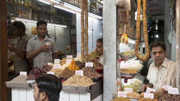 Spices are displayed at a wholesaler at Khari Baoli spice market in New Delhi, India, on Wednesday, May 30, 2018. India's growth in the fourth quarter of the fiscal year that ended in March 2018 probably picked up to 7.4%, according to a Bloomberg survey. While that makes it one of the fastest-expanding major economies, the sustainability of the recovery is now in question as the nation battles a currency slump and faster inflation brought about by surging oil prices. 