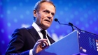 Donald Tusk, president of the European Union (EU), delivers a speech during the European People's Party (EPP) congress in Helsinki, Finland, on Thursday, Nov. 8, 2018. The EPP meeting will pick the group's candidate to lead the EU's executive. Photographer: Roni Rekomaa/Bloomberg