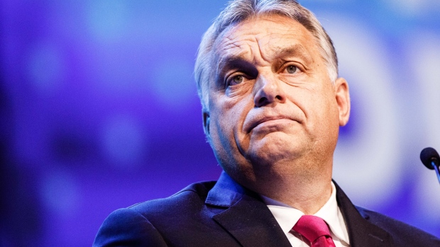 Viktor Orban, Hungary's prime minister, delivers a speech during the European People's Party (EPP) congress in Helsinki, Finland, on Thursday, Nov. 8, 2018. The EPP meeting will pick the group's candidate to lead the EU's executive. 
