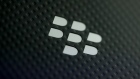 The Blackberry Ltd. logo sits on the rear of the company's Keyone smartphone, during its launch event ahead of the Mobile World Congress (MWC) in Barcelona, Spain, on Saturday, Feb. 25, 2017. A theme this year at the industry's annual get-together, which runs through March 2, is the Internet of Things. 
