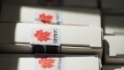 Boxes of pre-rolled joints sit stacked at a Quebec Cannabis Society (SQDC) store during a media preview event in Montreal, Quebec, Canada, on Tuesday, Oct. 16, 2018. The SQDC will have twelve stores open in Montreal, as cannabis becomes legal in Canada on October 17. 