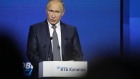Vladimir Putin, Russia's president, speaks during the plenary panel at the annual VTB Capital 'Russia Calling' Forum in Moscow, Russia, on Wednesday, Nov. 28, 2018. The timing for a conference catering to foreign money is inauspicious, with investors jittery following the Russian navy firing on Ukrainian warships near Crimea last weekend. 
