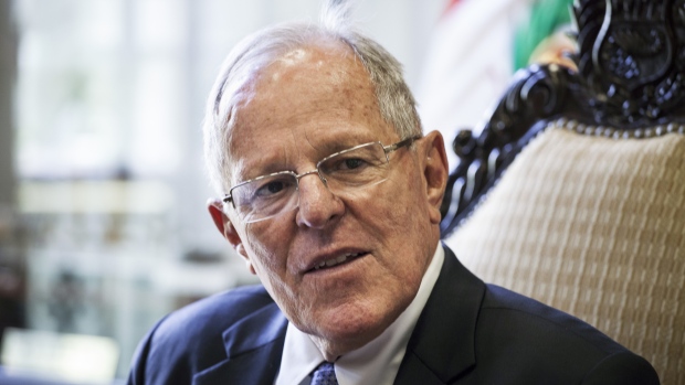 Pedro Pablo Kuczynski, Peru's president, speaks during an interview at the Presidential Palace in Lima, Peru, on Wednesday, April 5, 2017. As Peru clears up the mess left by the worst flooding in almost 20 years, the country's leader says preparing for the next big one is more urgent than ever. Photographer: Guillermo Gutierrez/Bloomberg