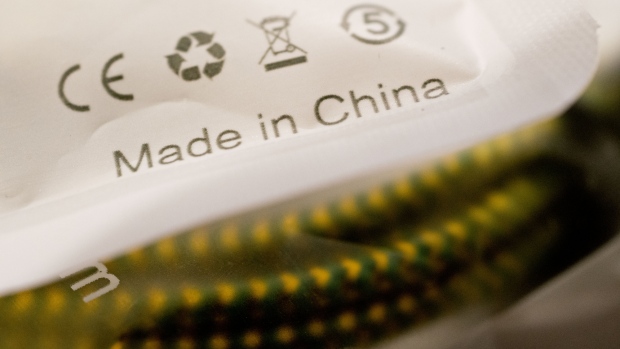 The words "Made In China" are seen on a package displayed for a photograph in Tiskilwa, Illinois, U.S., on Tuesday, April 10, 2018. A week after escalating tensions with his threat to impose tariffs on an additional $100 billion in Chinese products, President Trump said Thursday the two countries ultimately may end up levying no new tariffs on each other. 