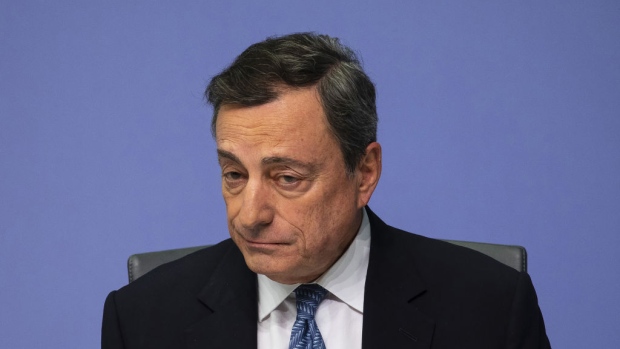 Mario Draghi, president of the European Central Bank (ECB), reacts during a rates decision news conference in Frankfurt, Germany, on Thursday, Dec. 13, 2018. Draghi said risks to the euro-area economy are worsening even as he called time on the European Central Banks flagship deflation-fighting tool. 
