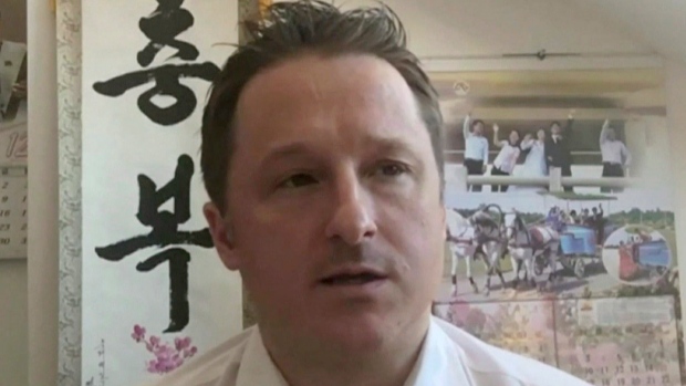 Michael Spavor talks during a Skype interview in Yangi, China, March 2, 2017