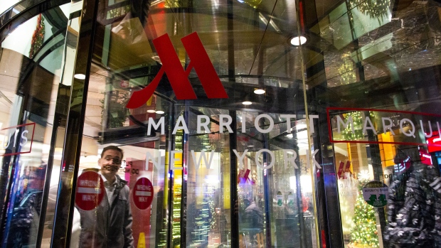 NEW YORK, NY - DECEMBER 1: A man goes inside of the Marriott International Hotel in Times Square on December 1, 2018 in New York. The largest hotel chain in the world, The Marriott International, has announced that it had suffered a massive data breach that affected round 500 million customers worldwide. (Photo by Eduardo MunozAlvarez/VIEWpress/Corbis via Getty Images)