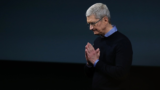 CUPERTINO, CA - MARCH 21: Apple CEO Tim Cook speaks during an Apple special event at the Apple headquarters on March 21, 2016 in Cupertino, California. The company is expected to update its iPhone and iPad lines, and introduce new bands for the Apple Watch. (Photo by Justin Sullivan/Getty Images)
